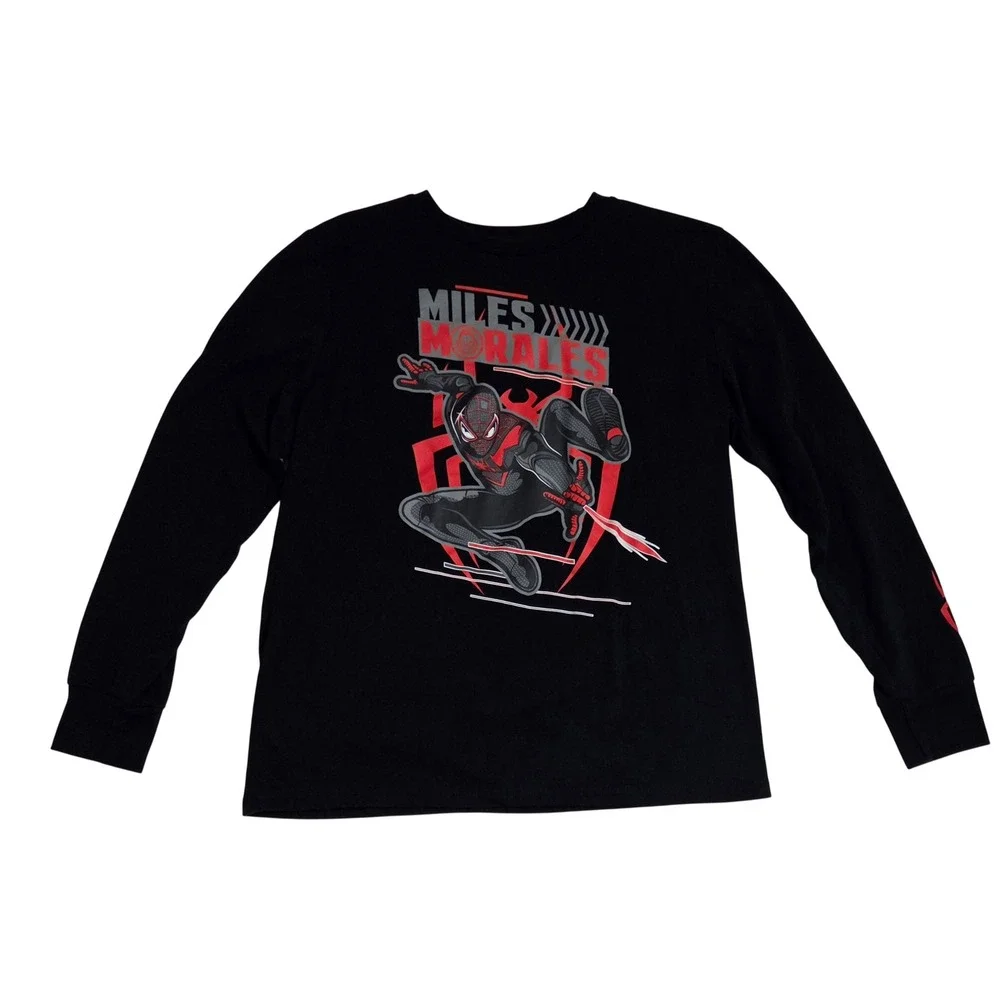 Marvel Spider-Man Miles Morales Kids XL Black Long Sleeve Graphic Tee Shirt